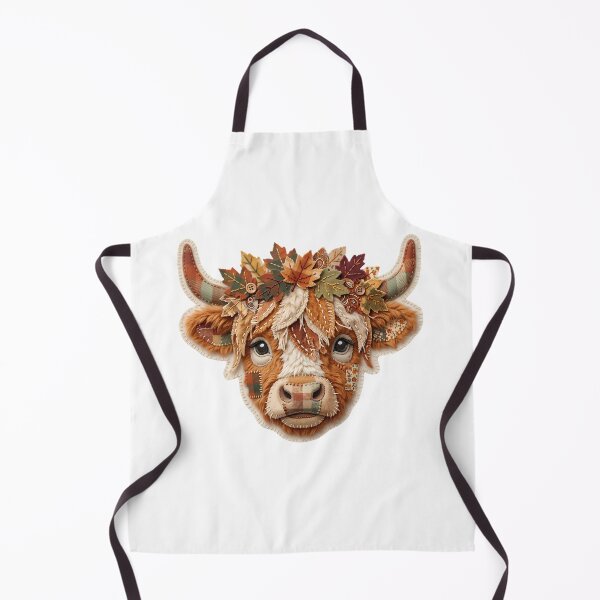 Item preview, Patchwork Highland Cow Autumn Leaf Crown Farmhouse Art designed and sold by abdelski.