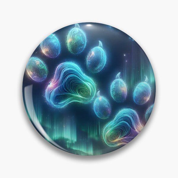 Item preview, Glowing Neon Paw Prints Under Northern Lights designed and sold by Sybille-Yates.