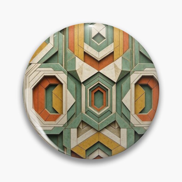 Item preview, 3D Geometric Octagon Pattern Retro Mid Century Modern Wood Inlay Art designed and sold by Dogandesighn.