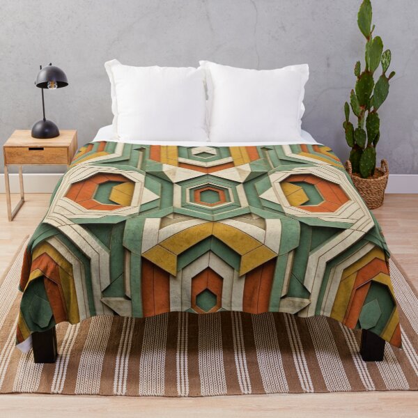 Item preview, 3D Geometric Octagon Pattern Retro Mid Century Modern Wood Inlay Art designed and sold by Dogandesighn.