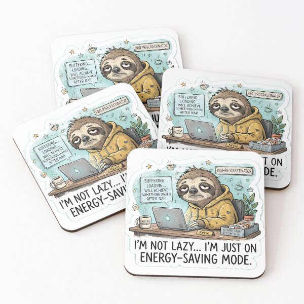 Item preview, Funny Sloth Energy Saving Mode Sarcastic Office Humor Sticker designed and sold by TeeBeeDesigns.