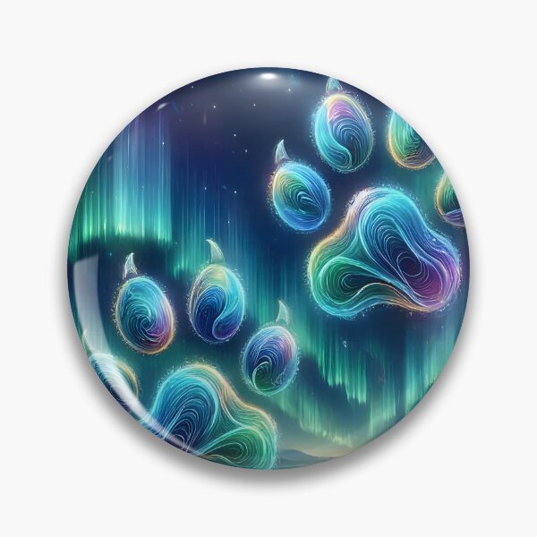 Item preview, Glowing Neon Paw Prints Under Northern Lights designed and sold by Sybille-Yates.