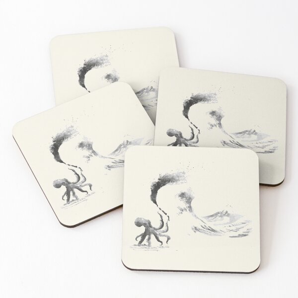 Item preview, Octopus Painting Mount Fuji and Ocean Waves – Japanese Ink Art designed and sold by YohakuPause.