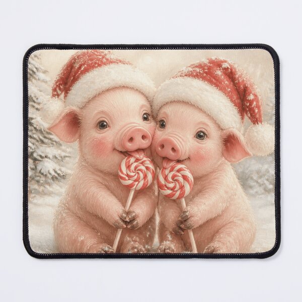 Item preview, Cute Christmas Piggies with Lollipops – Cozy Watercolor Art designed and sold by mayatA-rt.