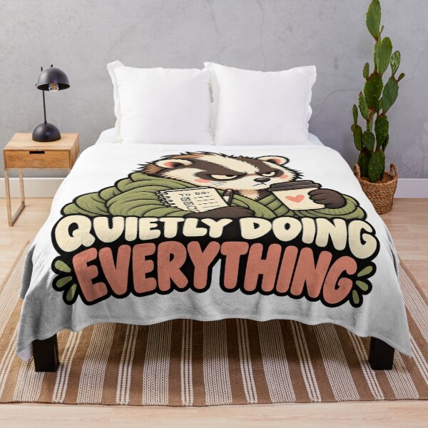 Item preview, Funny Overwhelmed Badger – Doing Everything Sticker designed and sold by The Silly Grumpy Society.