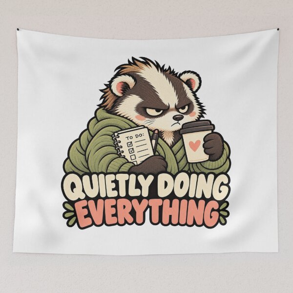 Item preview, Funny Overwhelmed Badger – Doing Everything Sticker designed and sold by The Silly Grumpy Society.