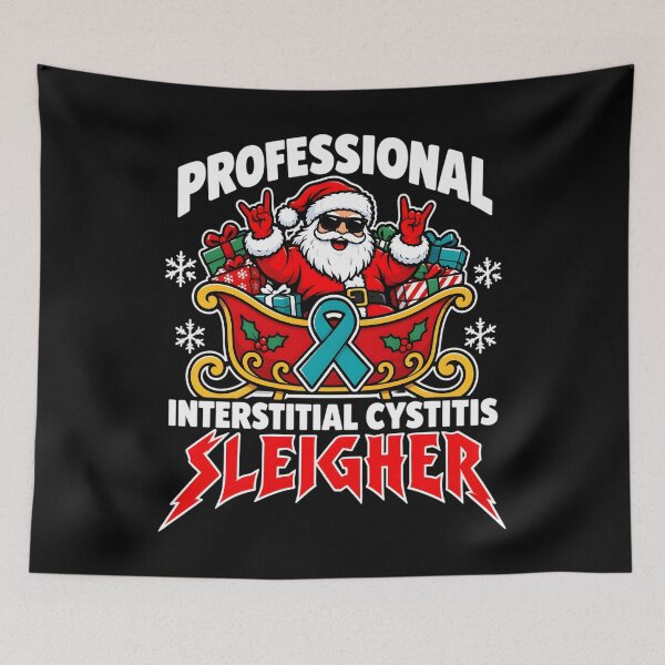 Item preview, Professional Interstitial Cystitis Sleigher Christmas Funny Santa Sleigh Teal Ribbon designed and sold by clothesy7.