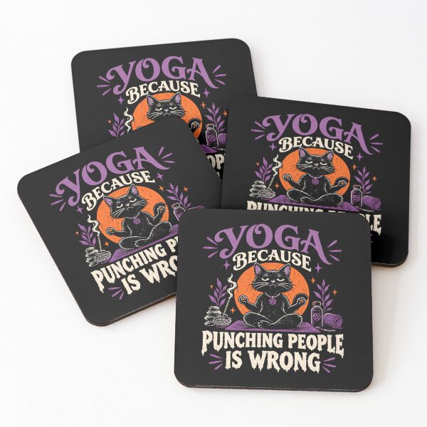 Item preview, Yoga Because Punching People Is Wrong Witchy Cat designed and sold by monika-arthing.