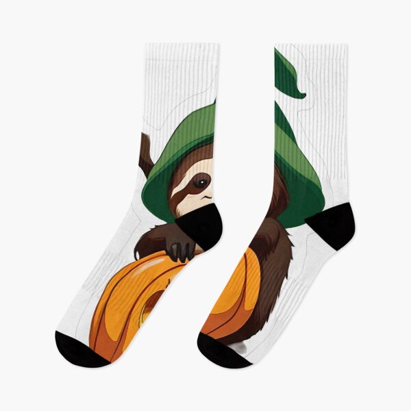 Item preview, Lazy Sloth in Pumpkin Hat Hanging on Branch designed and sold by For-Cat Studio.