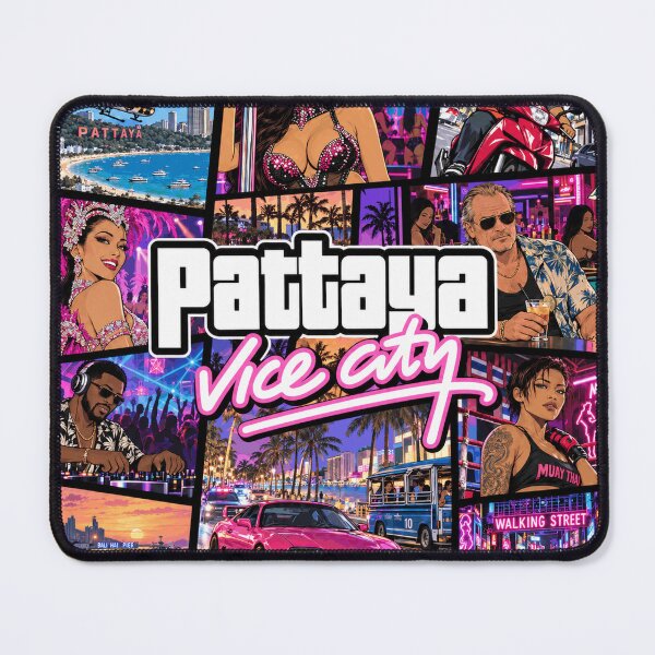 Item preview, Pattaya GTA Parody Poster - Retro Neon Video Game Spoof designed and sold by Mygoodees.