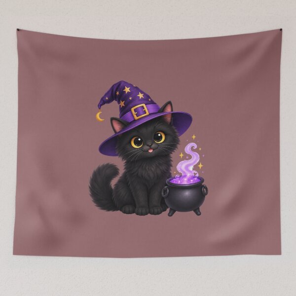 Item preview, Cute Black Witch Cat with Magic Potion designed and sold by All About DigiCraft by Fedelina.