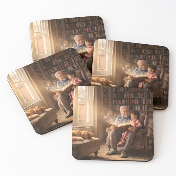 Item preview, The Magic of Storytime: Grandfather and Grandson Landscape Art designed and sold by TeeBeeDesigns.