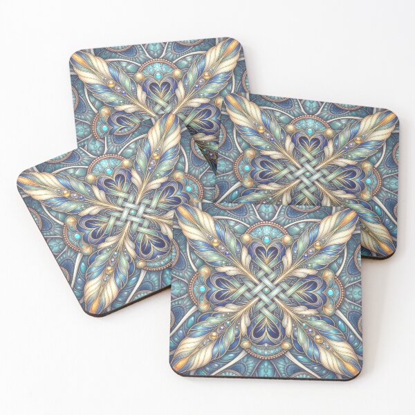 Item preview, Ornate Celtic Feathers Teal Blue Mandala designed and sold by Frackxion.
