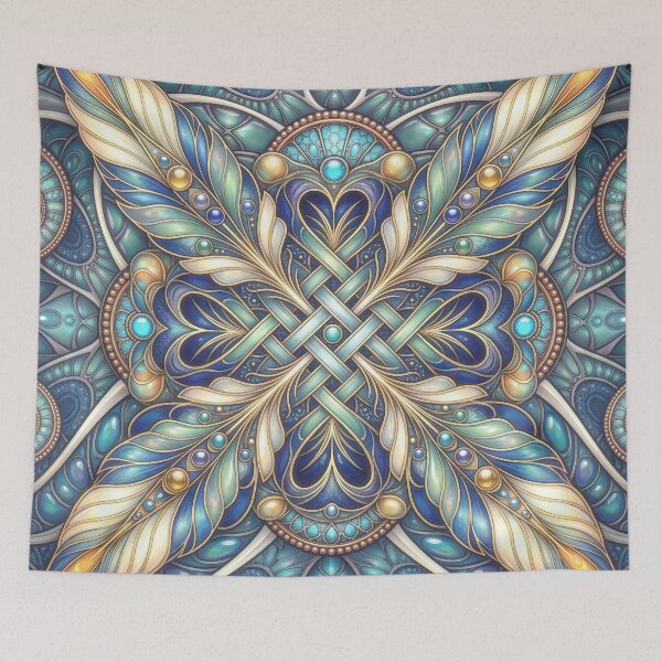 Item preview, Ornate Celtic Feathers Teal Blue Mandala designed and sold by Frackxion.