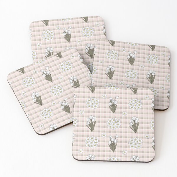 Item preview, Floral White Tulips and Poppies Gingham Pattern designed and sold by Aycany Design.