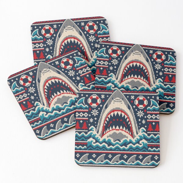 Item preview, Jaws Great White Shark Christmas Sweater Ocean Knit designed and sold by Quoteez.