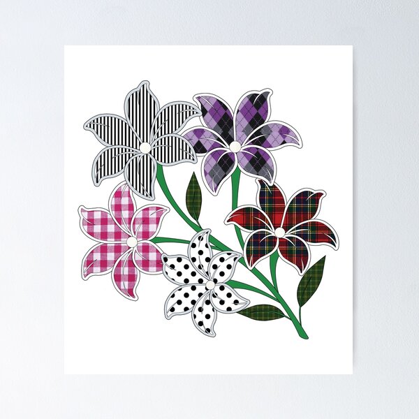 Item preview, Multicolour flowers, polka dots, gingham, tartan, argyle, patterns designed and sold by Lennylindesigns.