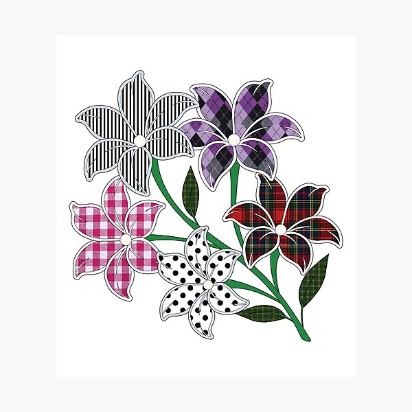 Item preview, Multicolour flowers, polka dots, gingham, tartan, argyle, patterns designed and sold by Lennylindesigns.