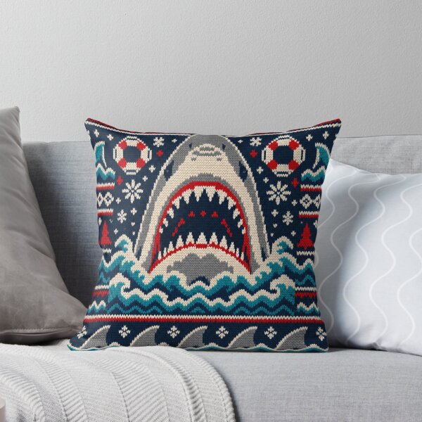 Item preview, Jaws Great White Shark Christmas Sweater Ocean Knit designed and sold by Quoteez.