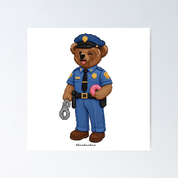 Item preview, Cute Preppy Teddy Bear Police Officer designed and sold by BUABUABUA.