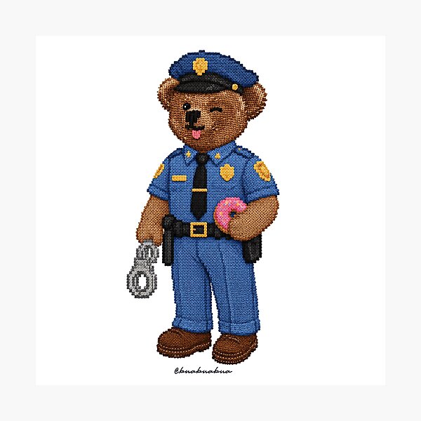 Item preview, Cute Preppy Teddy Bear Police Officer designed and sold by BUABUABUA.