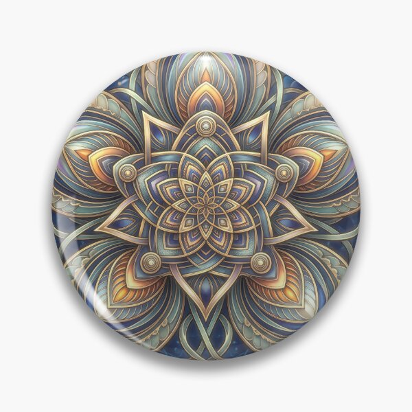 Item preview, Geometric Sacred Lotus Blue Gold Mandala designed and sold by Frackxion.