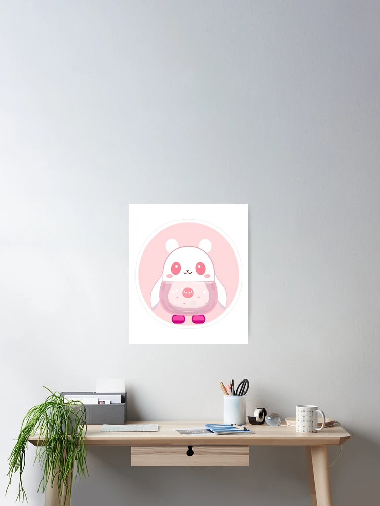 Thumbnail 2 of 3, Poster, Pink Rabbit with Piglet Pattern designed and sold by For-Cat Studio.