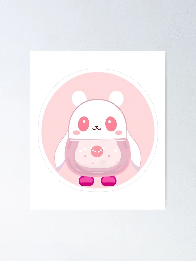 Thumbnail 1 of 3, Poster, Pink Rabbit with Piglet Pattern designed and sold by For-Cat Studio.