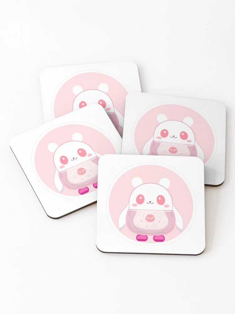 Thumbnail 1 of 5, Coasters (Set of 4), Pink Rabbit with Piglet Pattern designed and sold by For-Cat Studio.
