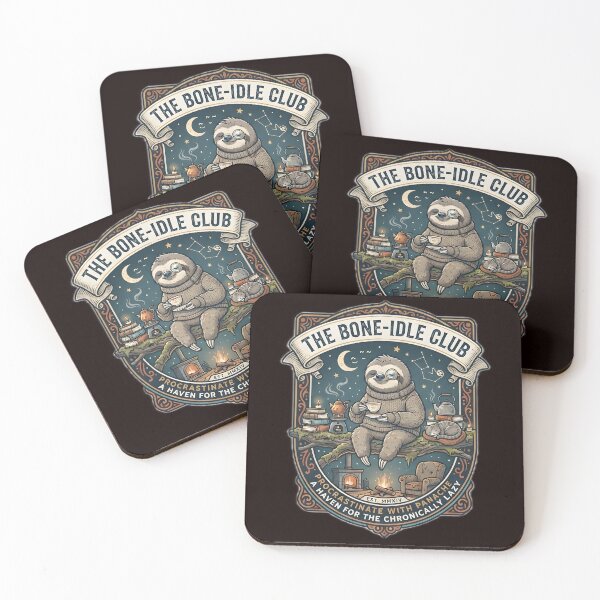 Item preview, The Bone-Idle Club: Cozy Sloth Retro Badge Art designed and sold by TeeBeeDesigns.