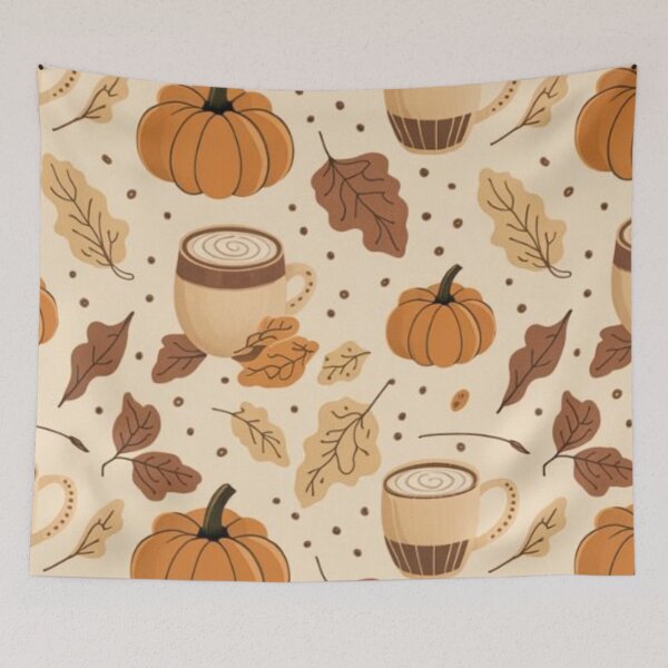 Item preview, Cozy Autumn Pumpkin Spice Latte Seamless Pattern — Warm Fall Leaves Background designed and sold by LYAN-STORE.