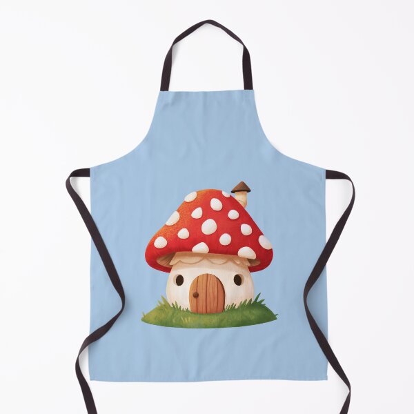 Item preview, Mushroom House Cute Red Toadstool Cottage on Blue designed and sold by FrostyForge.