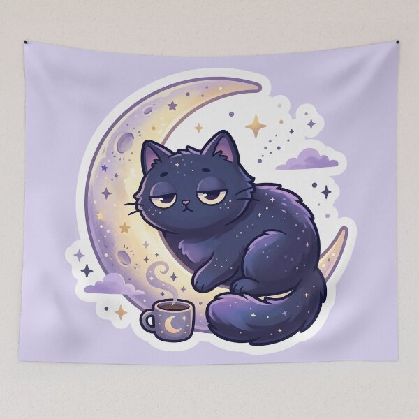 Item preview, Cosmic Cat Moon Sticker designed and sold by LenNo9881.