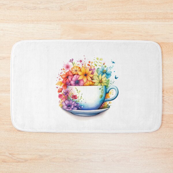 Item preview, Cute Watercolor Floral Teacup Art for Tea Lovers designed and sold by Sweetvoilet.