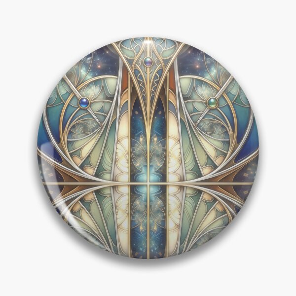 Item preview, Art Nouveau Cosmic Stained Glass Panel designed and sold by Frackxion.
