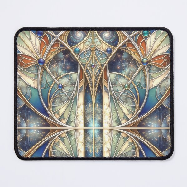 Item preview, Art Nouveau Cosmic Stained Glass Panel designed and sold by Frackxion.