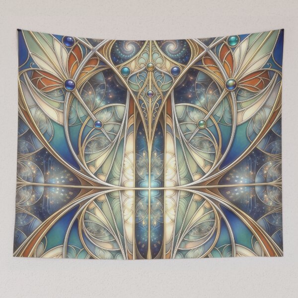 Item preview, Art Nouveau Cosmic Stained Glass Panel designed and sold by Frackxion.