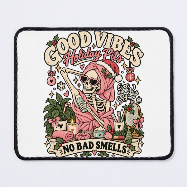 Item preview, Good Vibes Holiday Pits No Bad Smells Christmas Skeleton designed and sold by DesignArtist.ia.