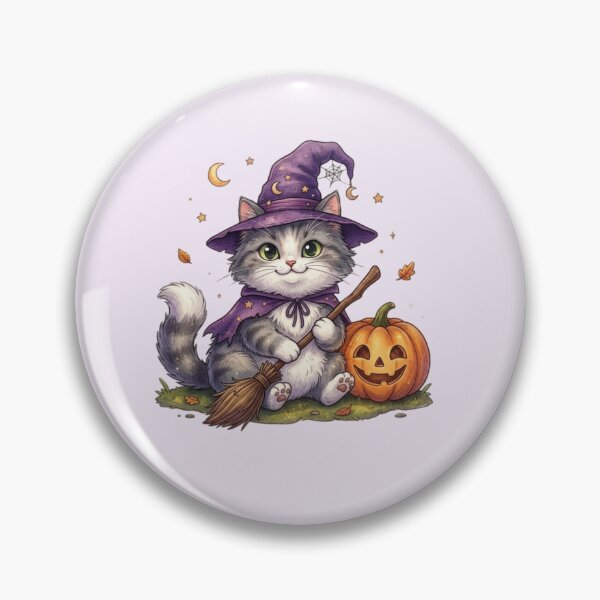 Item preview, Cute Witch Cat with Halloween Pumpkin designed and sold by Safe Haven Pets.