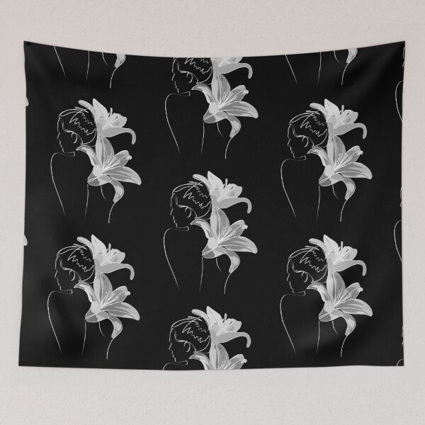 Item preview, Minimalist White Lily Line Art Woman Portrait Floral Silhouette Aesthetic designed and sold by TatianaEleonor.