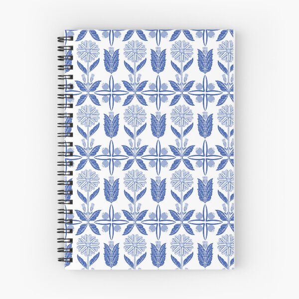 Item preview, Woodcut Floral in Porcelain Blue designed and sold by WandasWombats.