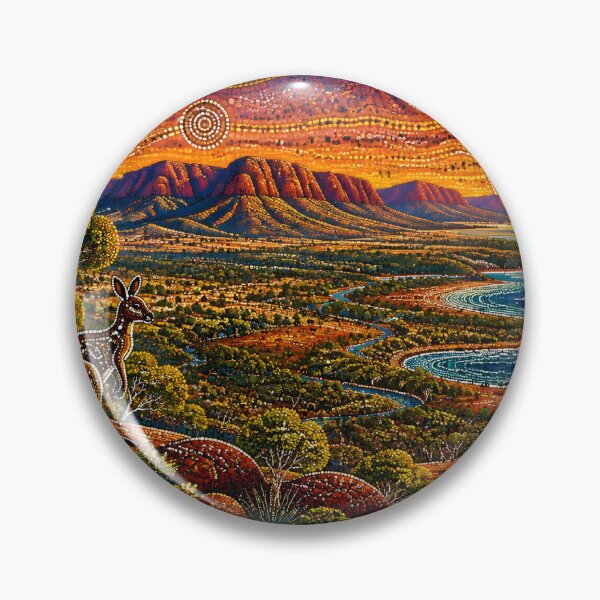 Item preview, Aboriginal Dot Painting Australian Landscape Sunset Kangaroo Eagle Pattern designed and sold by GrinGalore.