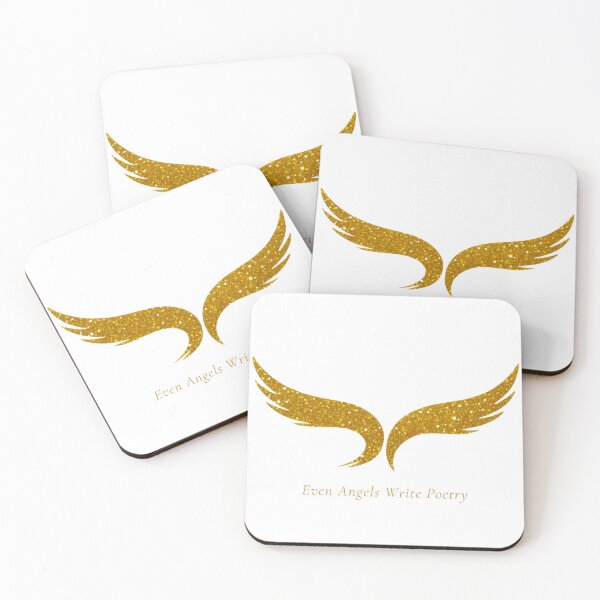 Item preview, Even Angels Write Poetry-Artistic Brushstroke gold wings designed and sold by PoeticWorld1.