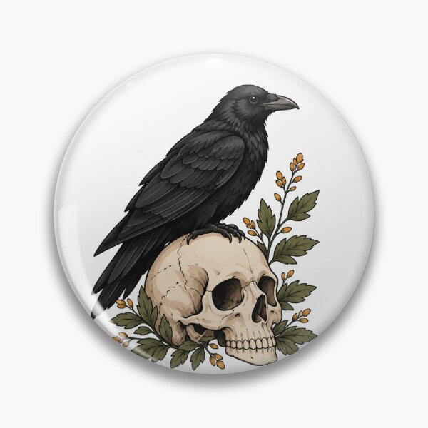 Item preview, Black Raven on Skull – Gothic Dark Academia Art designed and sold by kstheladesigns.