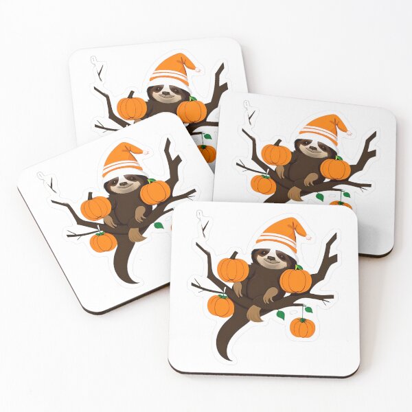 Item preview, Sloth in Orange Pumpkin Hat designed and sold by For-Cat Studio.