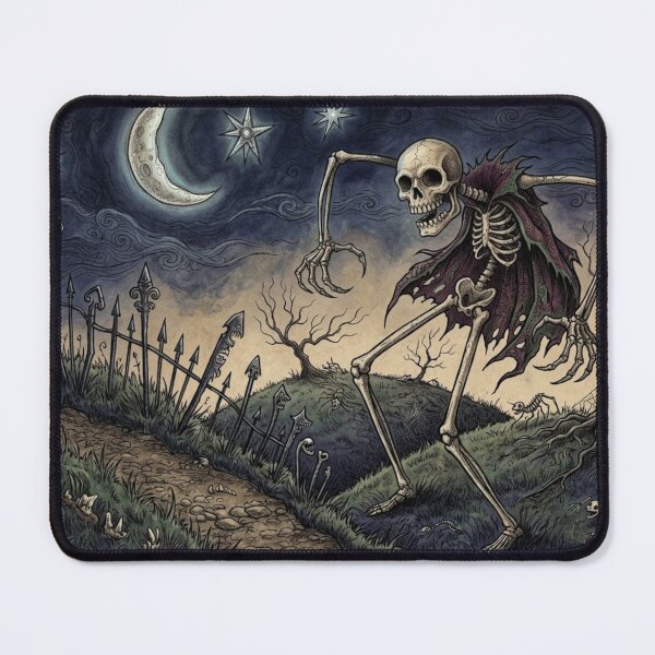 Item preview, Horror scene Skeleton risen wandering the moors at night fantasy art designed and sold by Vintage Designs +.
