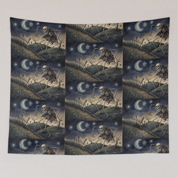 Item preview, Horror scene Skeleton risen wandering the moors at night fantasy art designed and sold by Vintage Designs +.