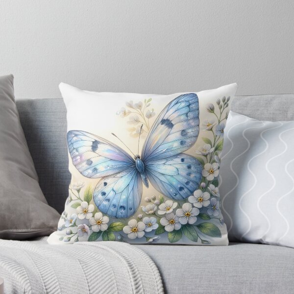 Item preview, Magical Blue Paw Print Butterfly and Forget-Me-Nots designed and sold by Sybille-Yates.