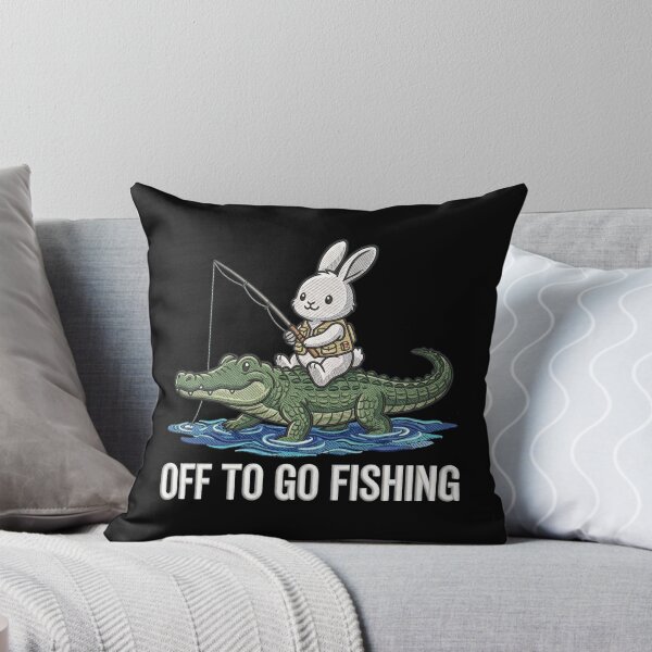 Item preview, Funny Bunny Fishing on a Crocodile designed and sold by dudelinart.