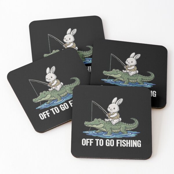 Item preview, Funny Bunny Fishing on a Crocodile designed and sold by dudelinart.